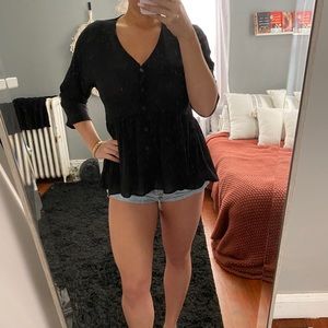 Black Button Babydoll top